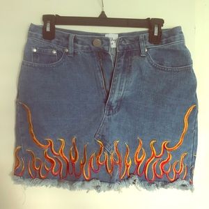 Flame denim mini skirt